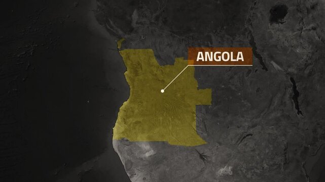 Angola VOX Style Map Animation in 4K UHD Showcasing Coastal and Plateau Regions
