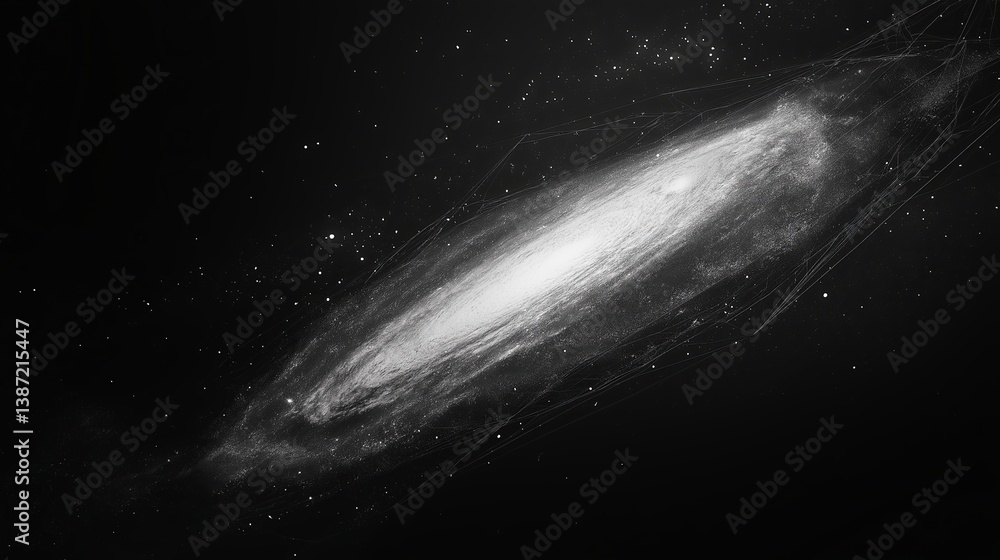 Poster a galaxy reduced to a few geometric lines and gradients