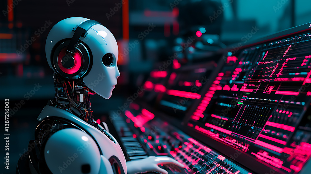 Poster an ai powered system optimizing music composition by analyzing trends, genres, and user preferences 