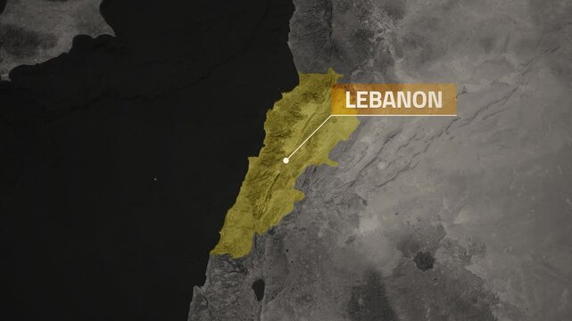 Lebanon VOX Style Map Animation in 4K UHD Highlighting Mediterranean Coast and Mountainous Terrain