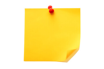 yellow sticky post it note with red pushpin isolated on white background PNG. GENERATIVE AI