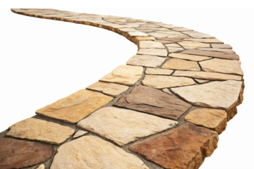 Curved Pathway of Natural Stone Tiles for Garden Walkways and Landscaping Projects
