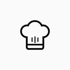 Chef hat icon, cafe, chef, cooker, cooking, vector sign pictogram isolated. Cuisine symbol, logo illustration.