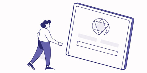 Stylish Vector Illustration of a Person Interacting with a Graphic Interface