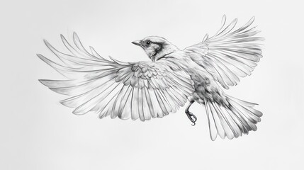 Obraz premium Majestic Bird in Flight: A Pencil Sketch Masterpiece