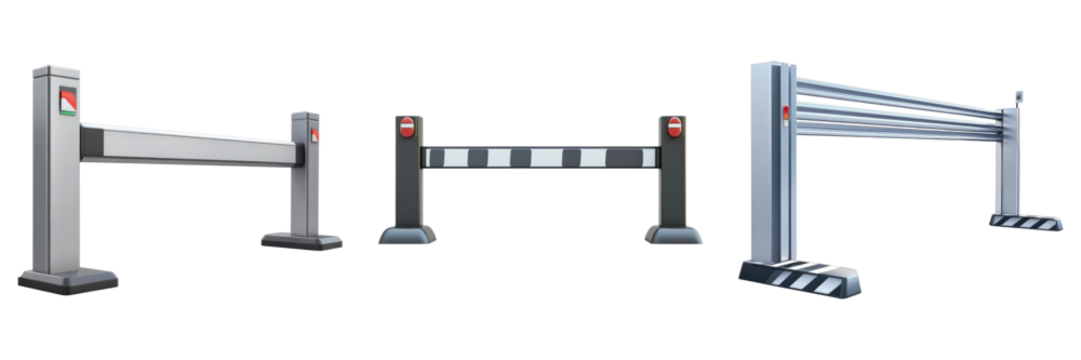 Automatically open and close barrier isolated on transparent background. PNG, Set of