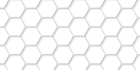 Naklejka premium Minimal white hexagonal hexagon modern technology creative emboss light honeycomb polygonal web. abstract geometric science and mosaic tile with template texture background. 