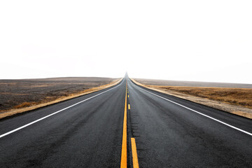 Open Straight Road Landscape with Clear Horizon and Vast Wilderness Background
