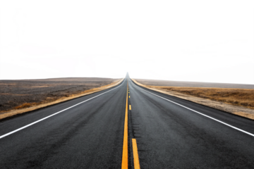 Open Straight Road Landscape with Clear Horizon and Vast Wilderness Background