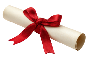 Certificate Scroll with Red Ribbon