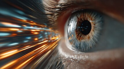 High-Speed Vision Concept with Light Trails and Human Eye Detail
