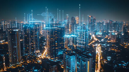 Fototapeta premium An AI powered system optimizing real estate investments by analyzing market trends, property values, and neighborhood conditions to recommend the best investment opportunities