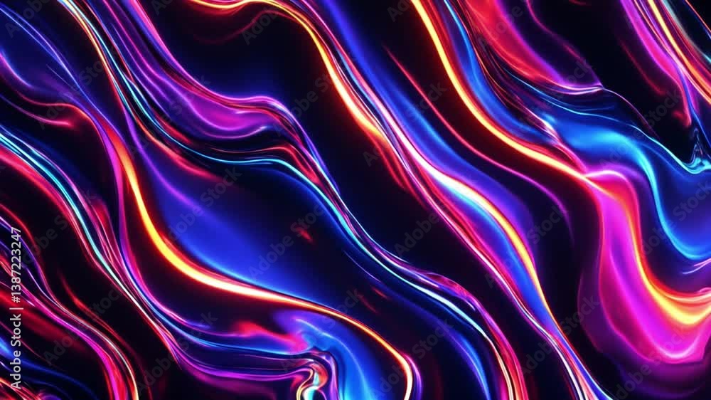 Poster Abstract wave texture with light lines on slow motion background.