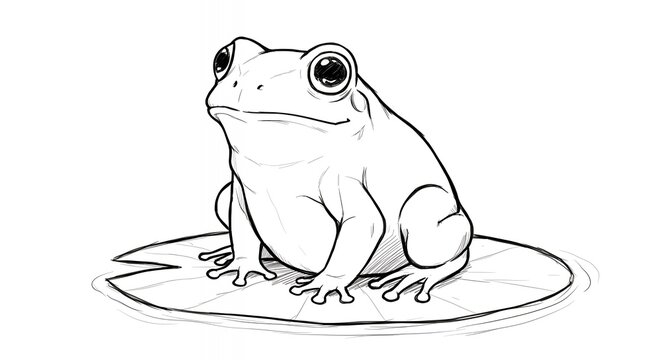 recommend clip art: Frog Sitting on a Lily Pad Sketch Style Illustration