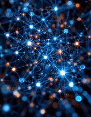 Fototapeta premium Dynamic blue and orange background with sparkling lights creating a lively and energetic atmosphere