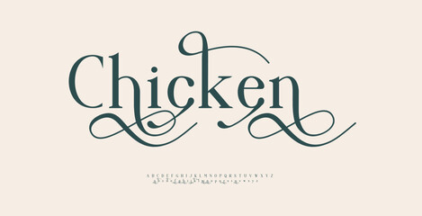 Chicken elegant Font Uppercase Lowercase and Number. Classic Lettering Minimal Fashion Designs. Typography modern serif fonts regular decorative vintage concept. vector illustration