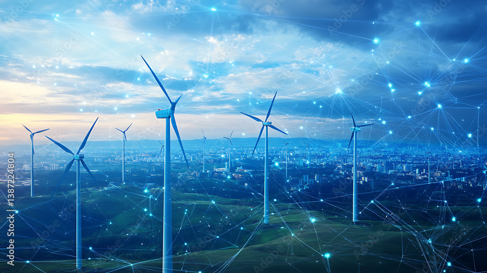 Poster an ai powered system optimizing renewable energy production by analyzing weather patterns, solar eff
