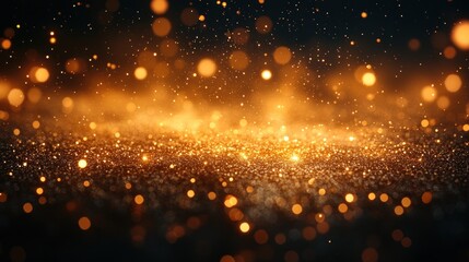 Obraz premium Golden glitter background with bokeh lights