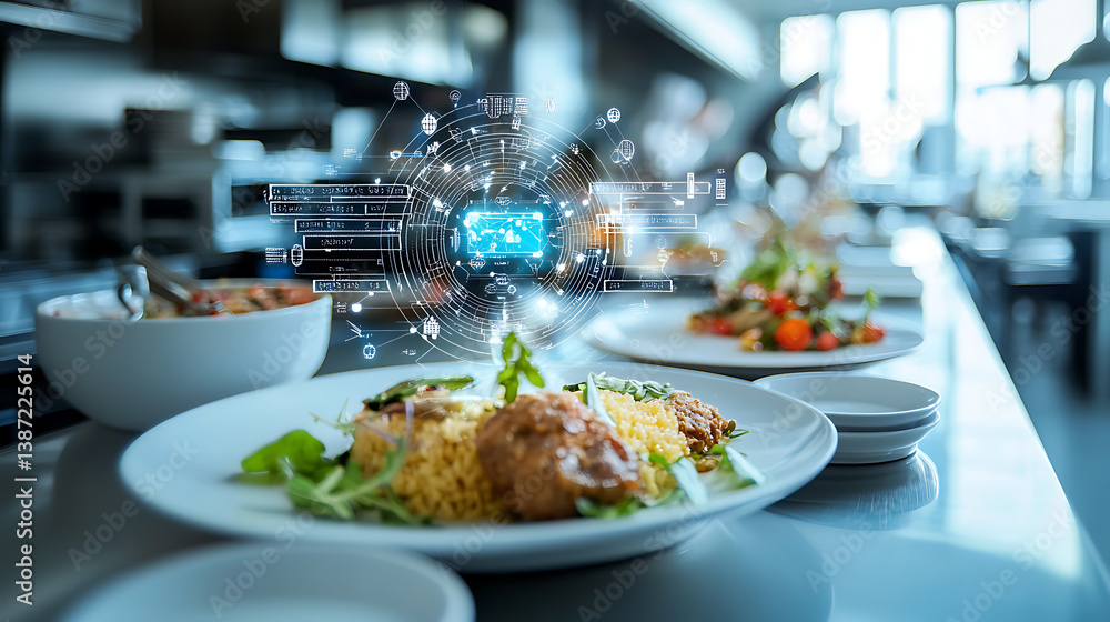 Aufkleber an ai powered system optimizing restaurant operations by analyzing customer preferences, inventory l