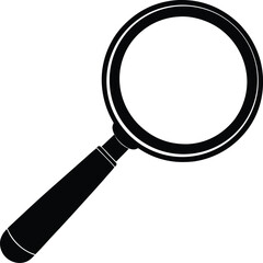 Magnifying Glass Silhouette Vector Icon – Search and Zoom Symbol Design