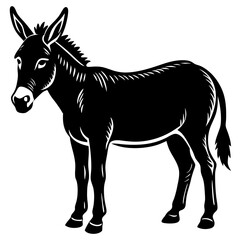 Donkey Silhouette Vector Art on Blank Background