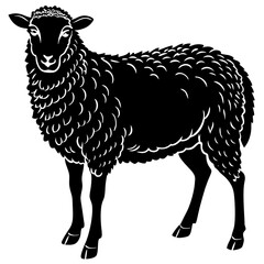 Sheep Silhouette Vector Art on Blank Background