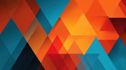 Abstract Geometric Background with Orange and Blue Triangles