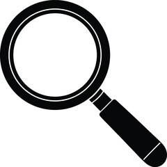 Magnifying Glass Silhouette Vector Icon – Search and Zoom Symbol Design