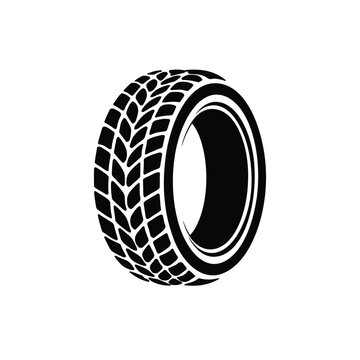 recommend clip art: Black Car Tire Logo with Detailed Tread Pattern – Automotive Wheel Symbol on White Background