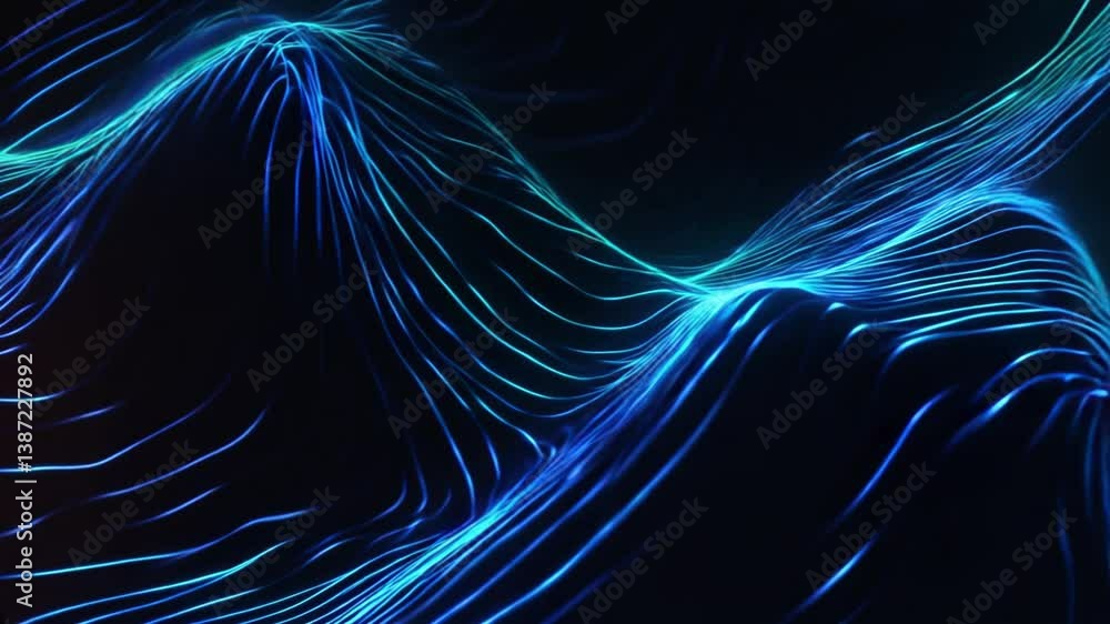 Aufkleber Abstract wave texture with light lines on slow motion background.