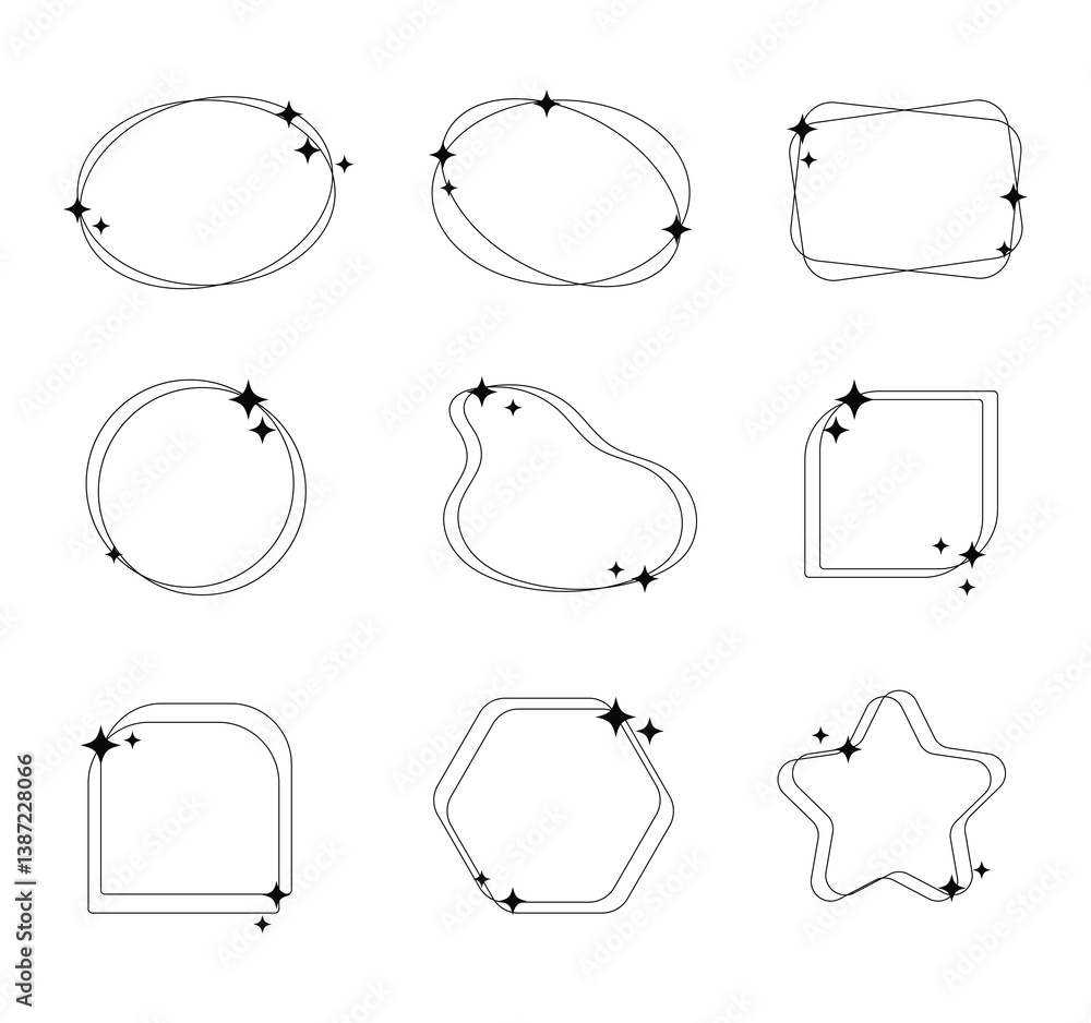 Poster aesthetic minimalist linear frame design set.
