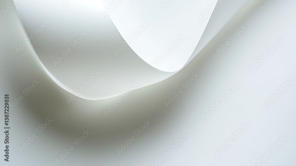 Poster abstract white background with soft shadow and blur effect, smooth glossy texture, blank paper sheet