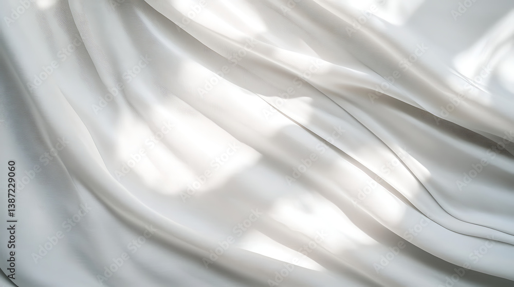 Poster abstract white fabric texture with soft shadow and blur effect on minimalist background, elegant des