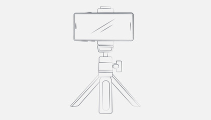 Mobile stand continuous one-line drawing symbolizing the brilliance of modern technology, Mobile with stand and holder, vector.