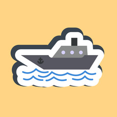Sticker ship. Transportation elements. Good for prints, posters, logo, sign, advertisement, etc.