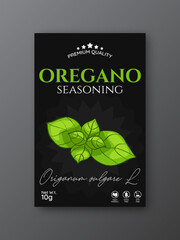 Premium Quality Hand Drawn Oregano seasoning powder label template