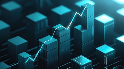 Obraz premium Abstract 3D growth chart city blocks