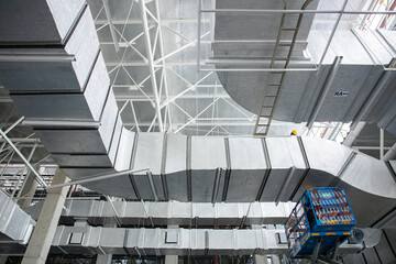 Industrial HVAC duct system in large building