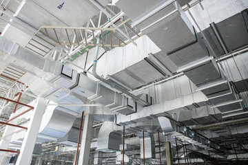 Industrial HVAC duct system in large building
