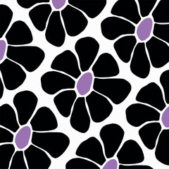 Black Purple Bold Organic Floral Tote Bag