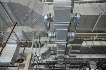 Industrial HVAC duct system in large building
