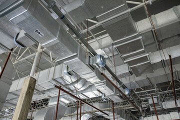 Industrial HVAC duct system in large building