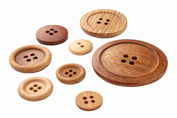 Obraz premium Handcrafted Wooden Buttons Various Sizes Natural Materials Sewing Craft Supplies