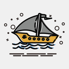 Icon sail ship. Transportation elements. Icons in MBE style. Good for prints, posters, logo, sign, advertisement, etc.