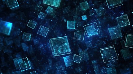 Abstract digital cubes, floating in dark space