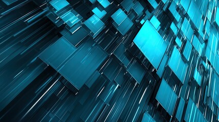 Abstract digital cubes, motion blur, futuristic cityscapes,  background use