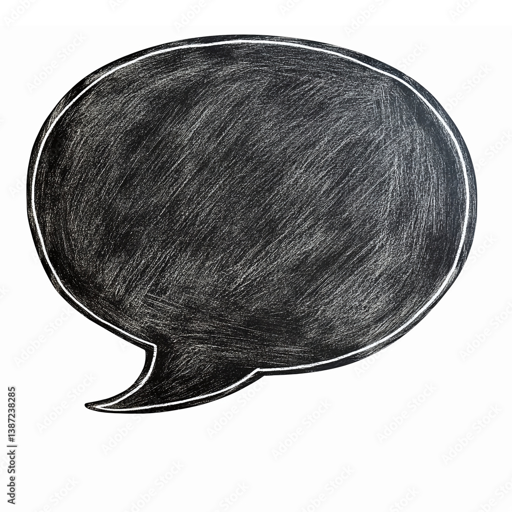Poster chalkboard speech bubble for communication and message conveyance on transparent background