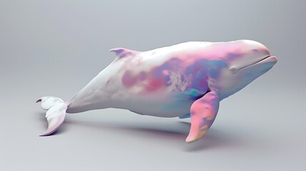 3D model of a multi-colored beluga whale