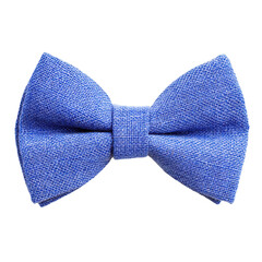 Blue bow tie on a transparent background. Fashion accessory for formal wear.