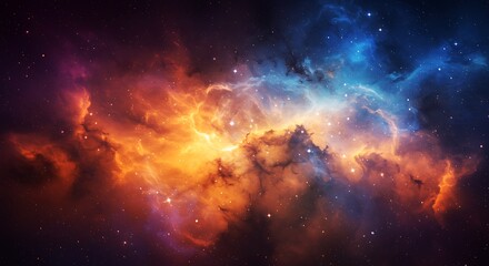 Fototapeta premium Cosmic Embers and Azure Dreams AI Generated